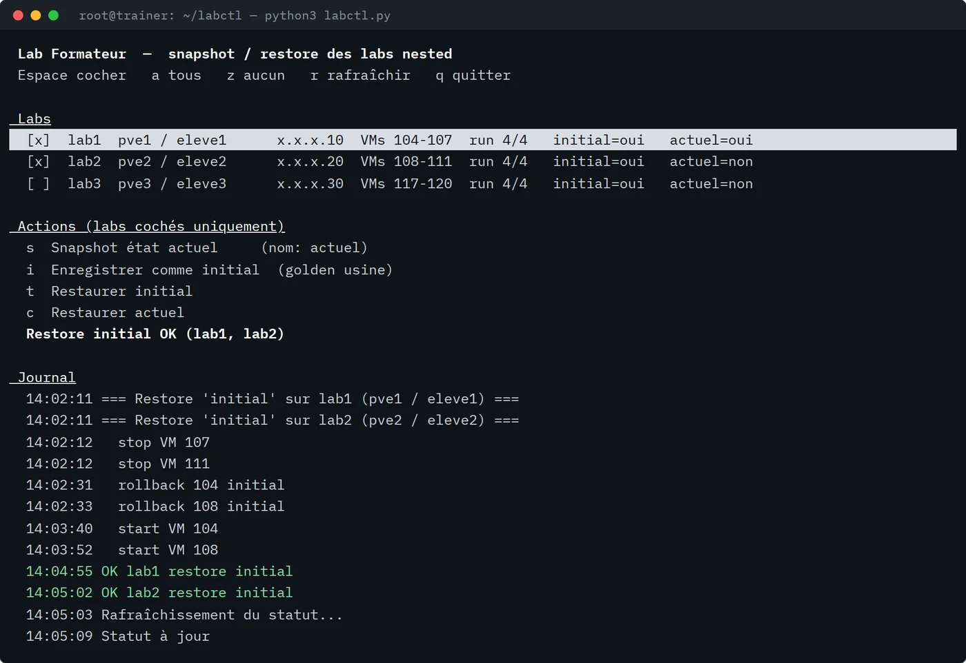labctl terminal interface